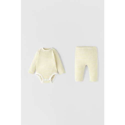 PACK OF RIB STRIPED BODYSUIT AND LEGGINGS
