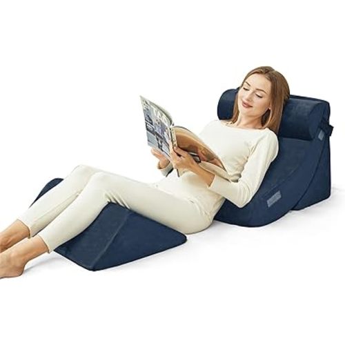 4pcs Wedge Pillow Set for After Surgery，Elevated Pillows for Sleeping， Foam Wedge for Back Pain Relief and Leg Pain，Pillow Wedge for Acid Reflux Relief and Anti-snoring