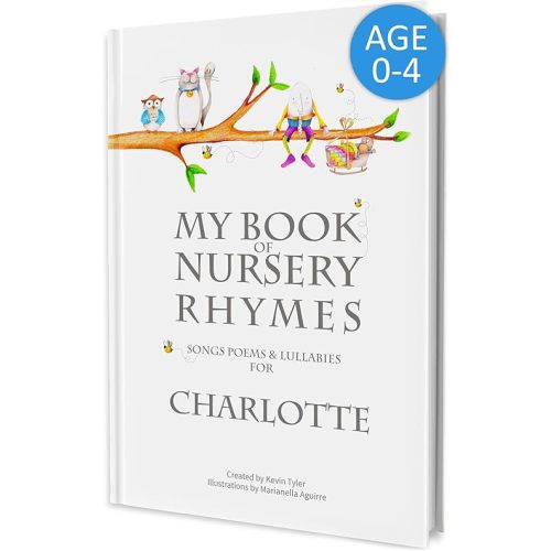 Handmade Personalized Baby Book of Nursery Rhymes and Poems for Girls & Boys - Custom Baby Book with Childs Name, Ages 0-4 Kids Keepsake Present for Baptism, Christening, Birthdays & Naming Days