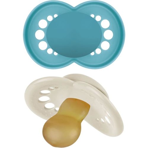 MAM Original Latex Pacifiers, Binky Pacifier for 6-16 Months, Natural Rubber Nipple, Made from Bio-Circular Materials, Easy to Clean, with Sterilizer Case, 2 Count Binkies