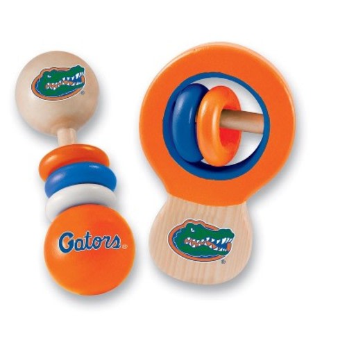 BabyFanatic Wood Rattle 2 Pack - NCAA Florida Gators Baby Toy Set