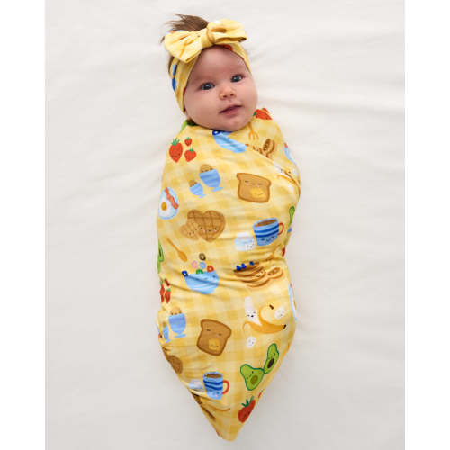 Breakfast Bunch Swaddle & Luxe Bow Headband Set | Little Sleepies