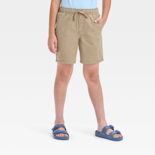 Boys' Pull-On 'Above the Knee' Shorts - Cat & Jack™ Tan XS: Cotton Twill, Mid Rise, Drawstring Waist