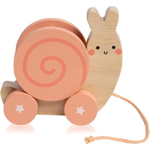 Pearhead Montessori Snail Pull Toy, Pull Along Wooden Toy, Early Development Push and Pull String Toy, Motor Skill Toy for Toddlers Ages 1+ Year