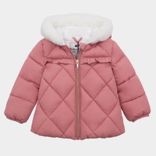 Rokka&Rolla Toddler Girls' Puffer Jacket Fleece Lined Winter Coat-Pink Coral, size 12-18 Months