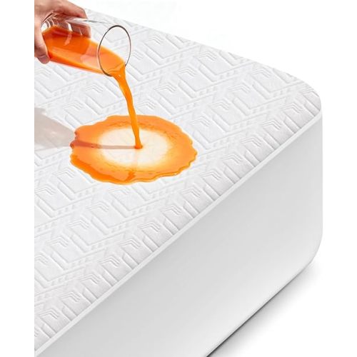 PAYHUIN Waterproof Mattress Protector Queen Size, Soft Breathable Mattress Pad with Deep Pocket 8"-21", Noiseless 3D Air Fabric Cooling Mattress Cover for Bed, Machine Washable, White