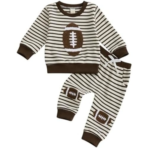 Toddler Baby Boy Football Outfit Baby Football Shirt Top with Pants Set Game Day Fall Winter Clothes