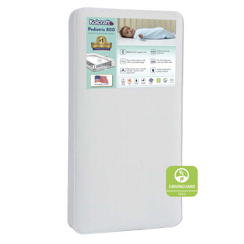 Kolcraft Pediatric 800 Extra Firm Baby Crib & Toddler Mattress, 80 Coil, Waterproof, Ecru