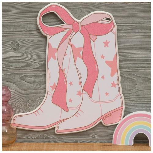 Glittery Cowgirl Boots Wood Wall Decor
