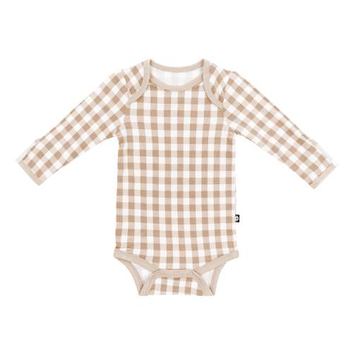 Long Sleeve Bodysuit in Gingham Bisque