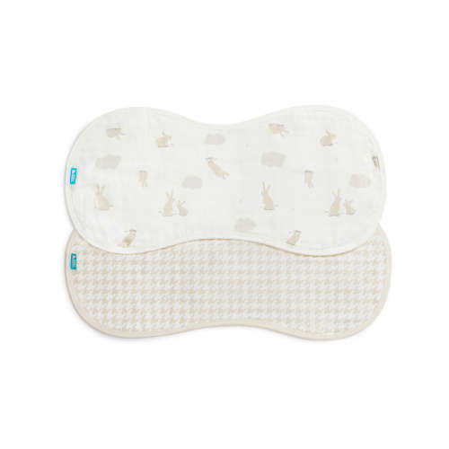 Burp Cloth 2 Pack Muslin White Cloud Bunnies