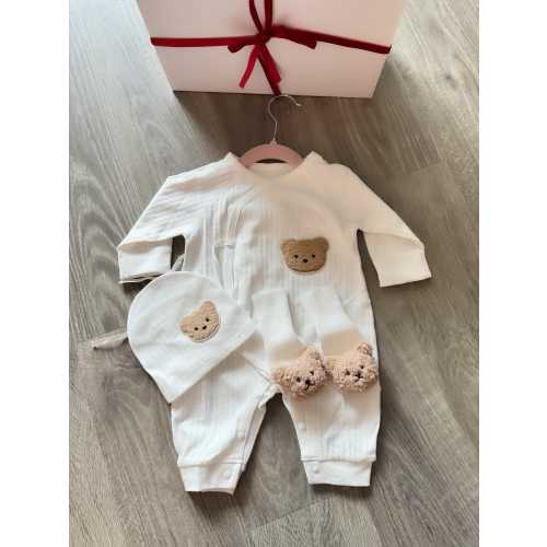 Baby set -Teddy bear Long sleeve onesie, hat and socks
