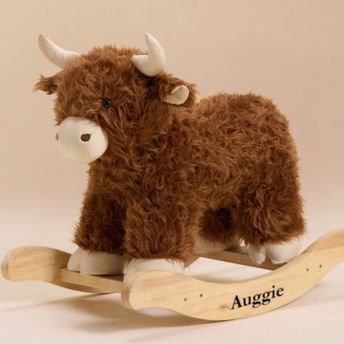 Highland Cow Critter Plush Nursery Rocker