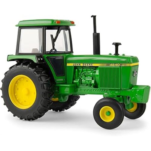 TOMY John Deere 4240 Tractor 1:32 Scale Die-Cast Farm Vehicle with 2WD Drivetrain, Steerable Front Axle, Front Weights & Detailed Cab Interior