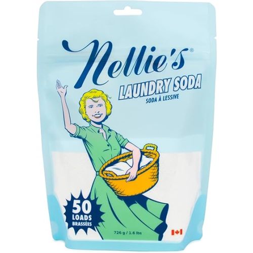 Nellie’s Laundry Soda 125 Load – Only on Amazon – Powder Detergent with 4 Ingredients – No Residue – Hot or Cold Water – HE & Septic Safe – Made in Canada