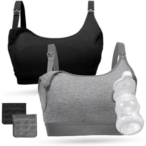 Momcozy Pumping Bra Hands Free, Cotton Pumping & Nursing Bra in One