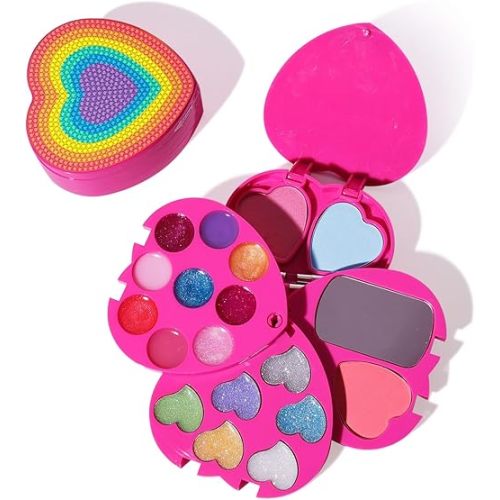 Heart Shape for Kids Makeup Kit, Real, Non Toxic, Washable Make Up for Girls Kids