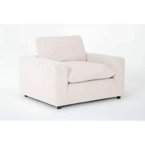 Zone Cream White Fabric Oversized Arm Chair | Solid | Reading | Club | Loose Reversible Back