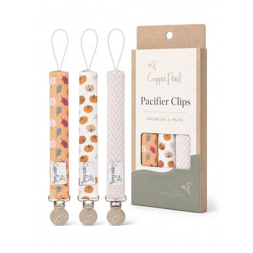 Copper Pearl 3-Pack Pacifier Holders: Premium Knit Binky Clips for Baby Girls and Boys - Stylish Stainless Steel Design for Secure No-Drop Attachment - Karver
