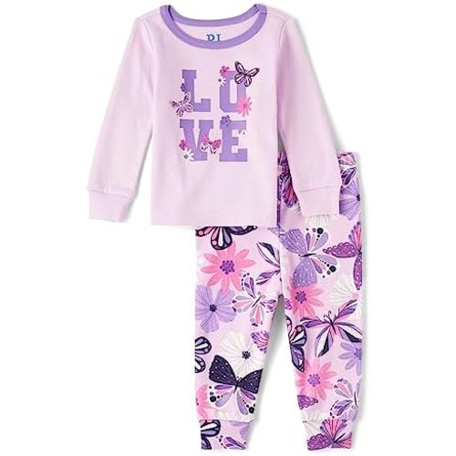 The Children's Place baby-girls And Toddler Long Sleeve Top and Pants Snug Fit 100% Cotton 2 Piece Pajama Sleepwear Set