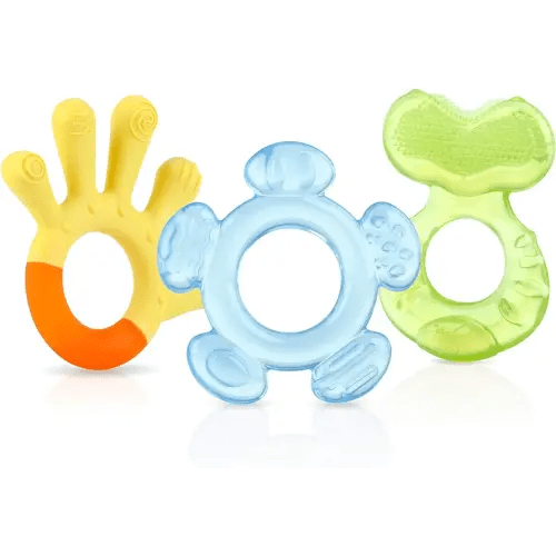 Nuby Three Step Teether Set | 3 Pack | 3m+ | Soft and Hard Teething Surfaces