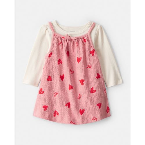 Baby Girl 2-Piece Heart Long-Sleeve Dress Set - Pink/Red - Carter's | Carter's