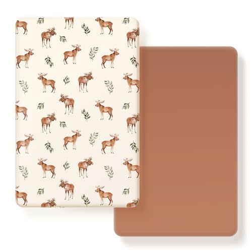 Stretchy Ultra Soft Jersey Knit Pack and Play Sheets 2 Pack, Portable/Mini Crib Sheets Universal Fitted for Playpen Mattress Safe and Snug, Elk Print