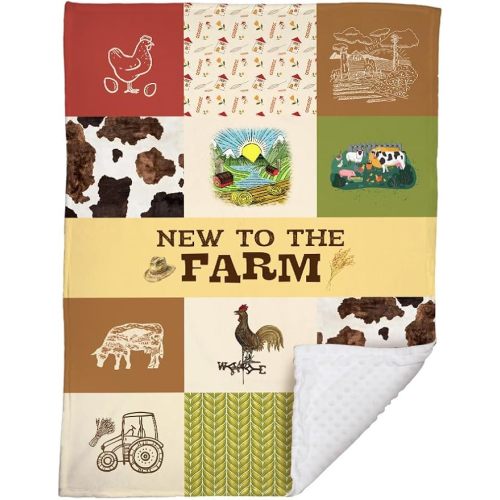 Farm Animals Baby Blankets, Minky Blanket for Boys Girl with Double Layer Dotted Backing for Infant Toddler, 30x40 inches Warm Soft Lightweight Nursery Bed Blanket Crib (05)