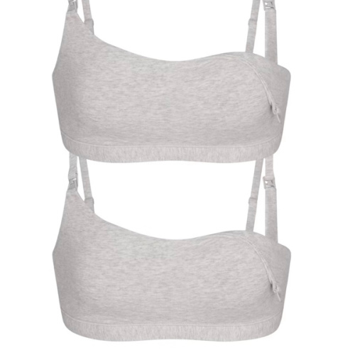 COTTON JERSEY MATERNITY NURSING SCOOP BRALETTE 2-PACK | LIGHT HEATHER GREY | SKIMS