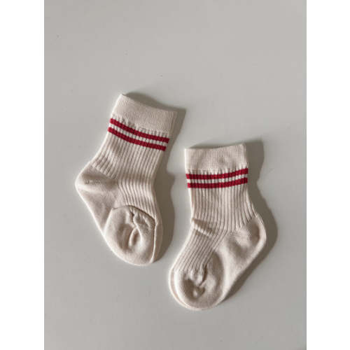 Baby Toddler Double Red Line Socks (0-8y) - Beige | AT NOON STORE
