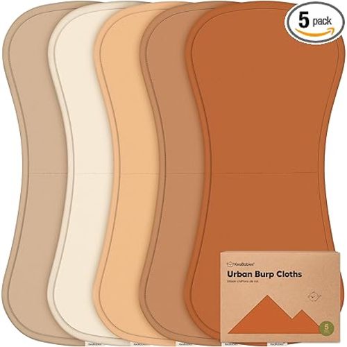 Organic Burp Cloths Baby Boy & Girl, 5-pack Cotton Burp Rags (Terracotta) | Super Absorbent Cotton Burping Cloths for Babies, Soft, Plush, Newborn, Infant Towels, Milk Spit Up Rags, Large 21x10