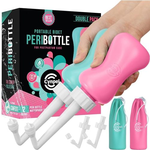 Peri Bottle - Postpartum and Perineal Care - Portable Travel Bidet Sprayer for Women or Men - Handheld Jet Spray Bottle for Toilet - New Mom After Birth Recovery Essentials Feminine Care 2-pack