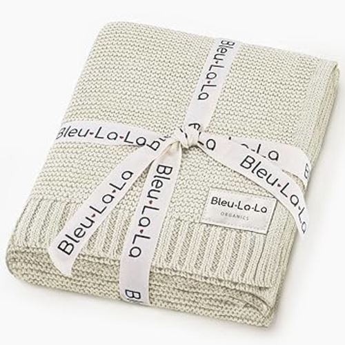 Organic Cotton Unisex Swaddle Receiving Blanket - 100% Luxury Knit Cotton - Soft Warm Crib Swaddling Blanket for Newborns Infants Boys & Girls (0-2Yrs - Butter Cream)