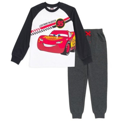 Disney Cars Lightning McQueen Toddler Boys T-Shirt and Jogger French Terry Pants White / Gray 2T
