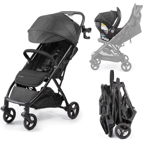 Summer Infant Ingenuity 3Dquickclose CS+ Compact Fold Stroller – Lightweight Stroller with Oversized Canopy, Extra-Large Storage and Compact Fold, Black