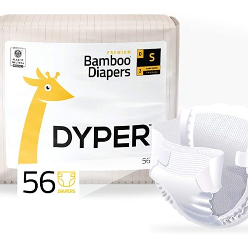 DYPER | Responsibly Sourced Bamboo Baby Diapers | Ink Free, Soft + Durable | Small | 6-16 lbs | 56 Count - Small (Pack of 56)