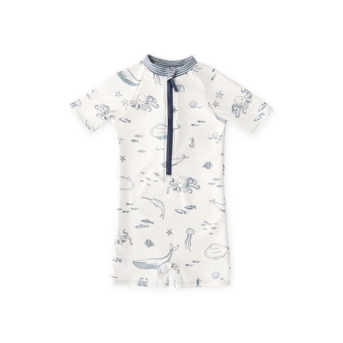 Kids' Short Sleeve One-Piece Rashguard Swimsuit, 6-12M