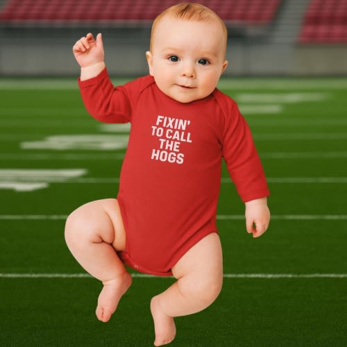 Fixin' to Call the Hogs Baby Bodysuit, Cute Infant Outfit, Baby Shower Gift, Toddler Apparel, Little Fan Gear