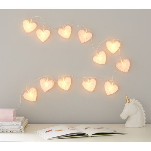 Paper Mache Heart String Lights