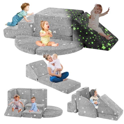 5pcs Foam Climbing Blocks for Toddlers 1-3, Safety First Baby Climbing Blocks Indoor,Soft Play Toys for Infant, Ideal Crawling and Exploration Play Set for Baby Gym/Toddler Playground(Star)