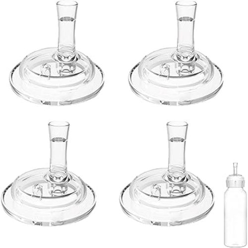 Sippy Straw Nipples for Dr. Browns Narrow Baby Bottles, Trainer Sippy Cup 100% Food Grade Silicone Soft Nipple, 8m+, Pack of 4