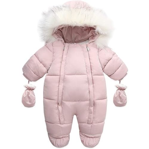Baby Girls Winter Snowsuits Toddler Jackets For Boy Infant Jumpsuit | Infant snow suits hoodie jumpsuits toddler fleece rompers robe outfit clothes unisex items 0-6M, 6-12M, 12-18M,18-24M options