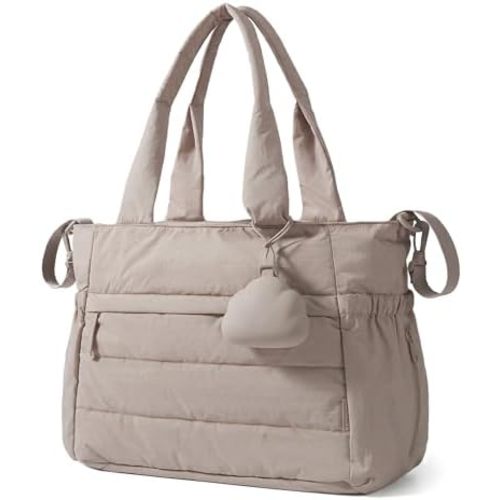 BAGSMART Diaper Bag Tote, Hospital Bag for Labor Delivery, Puffy Maternity Travel Diaper Tote, Baby Bag with Pacifier Case