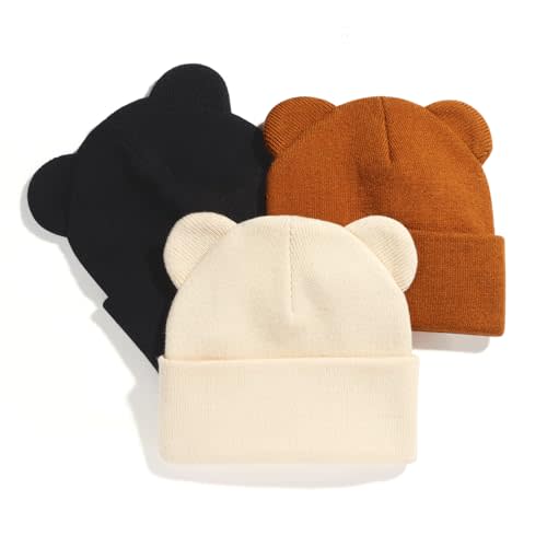 Baby Winter Beanie Hat,Kids Cute Bear Ears Soft Knit Beanie for Infant Boys Girl Warm Winter Hat Caps