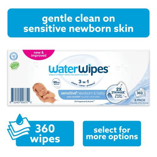 WaterWipes Sensitive+ Newborn & Baby Wipes, 3-In-1 Cleans, Cares, Protects, 99.9% Water, Unscented & Hypoallergenic, 360 count (6 packs) - Walmart.ca