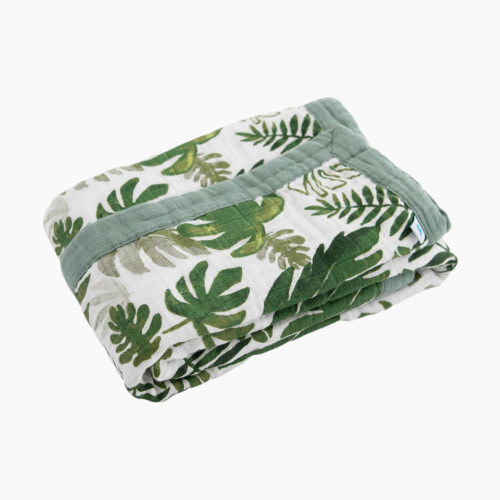 Little Unicorn Cotton Muslin Baby Blanket - Tropical Leaf