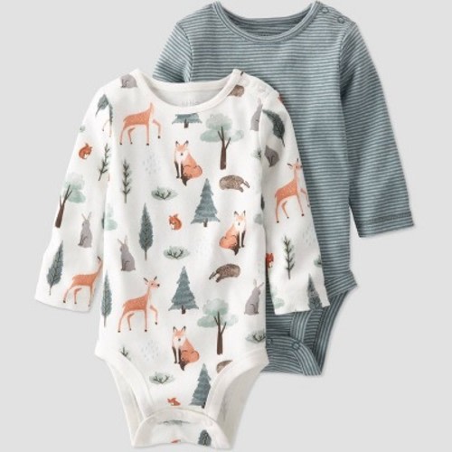 Baby Boys' 2pk Organic Cotton Sequoia Bodysuit - little planet by carter's Green/White 3M