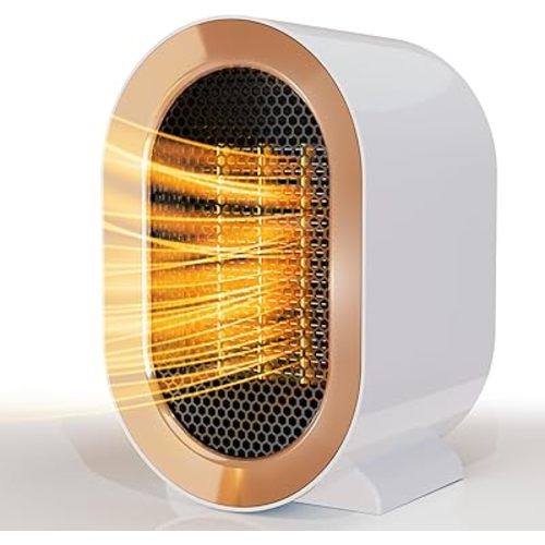 QQT Electric Space Heater,Portable Energy Efficient Space Heaters for Indoor Use,Two-Speed Portable Heater Fan for Office with Adjustable,Overheating Protection,Dumping Shutdown (White)