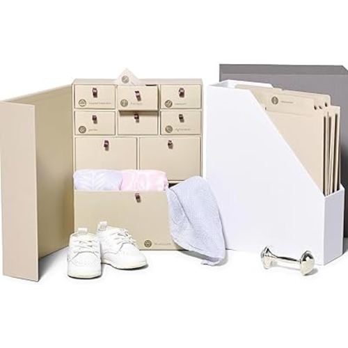 Savor | The Original Deluxe Baby Keepsake Box | Fabric Bound Acid-Free Gender-Neutral Minimalist Newborn Keepsake and Memory Organizer with Labels | For Pregnancy, Mother’s Day, Baby Shower, New Baby