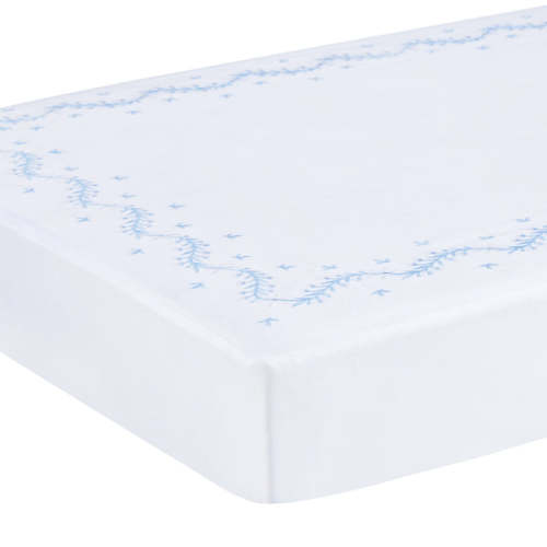 Embroidered Crib Sheet in Sky | Over The Moon